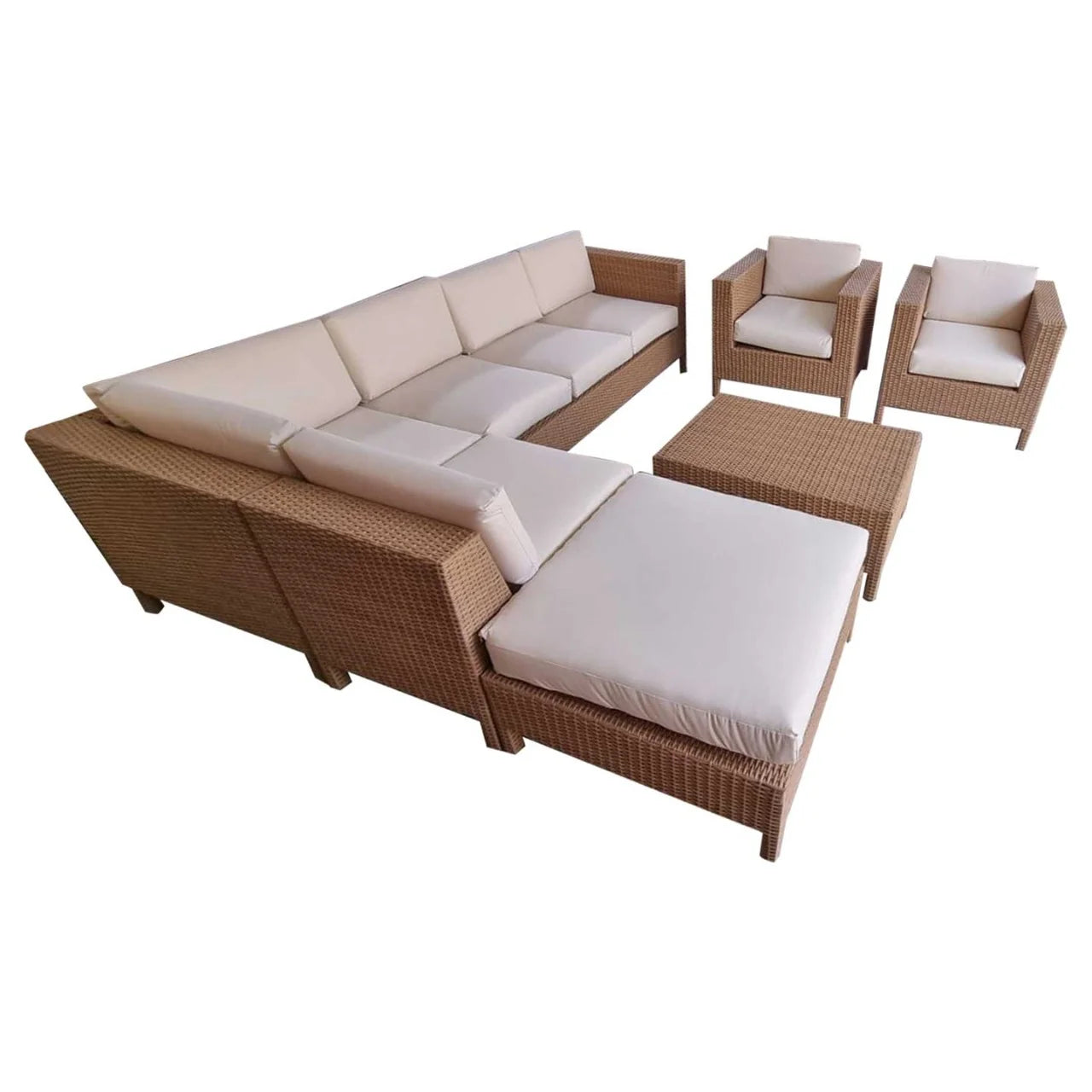 Mueble Seccional de Ratán Natural para Terraza