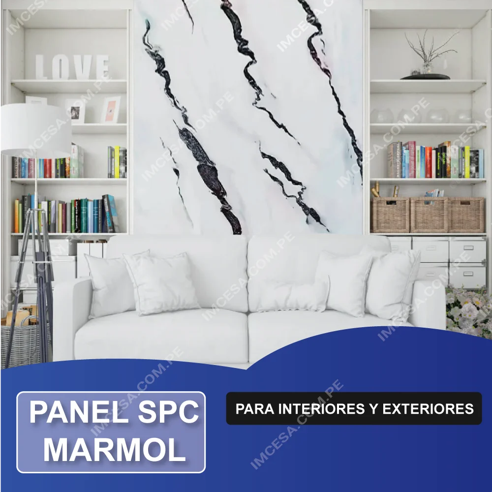 Panel SPC Tipo Mármol Blanco y Negro